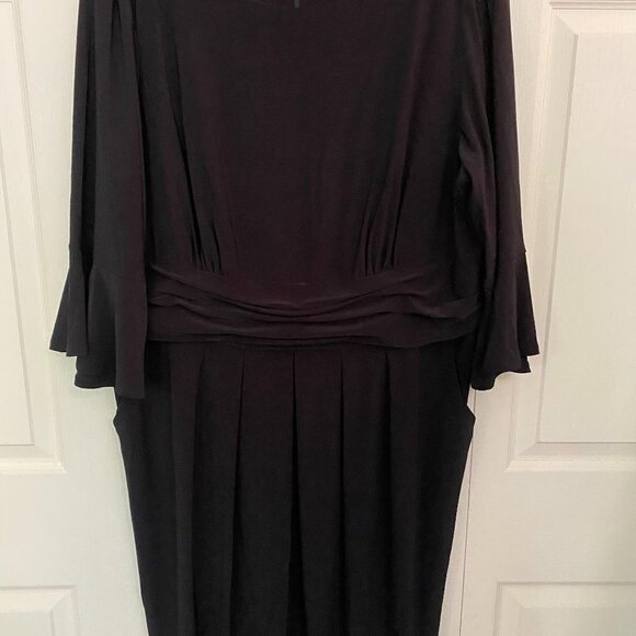 Eliza J Women's NWOT Black Flounce Sleeve Pockets Sheath Stretch Dress Size 20W - Picture 4 of 9